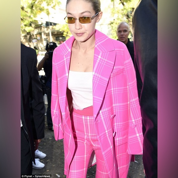 Fendi Hot Pink Plaid Pants Gigi Hadid - Picture 12 of 12